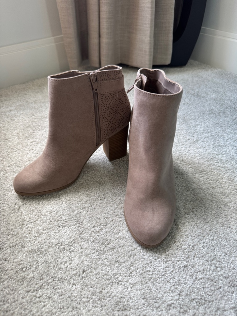 LC Lauren Conrad Taupe Faux Suede Ankle Boots